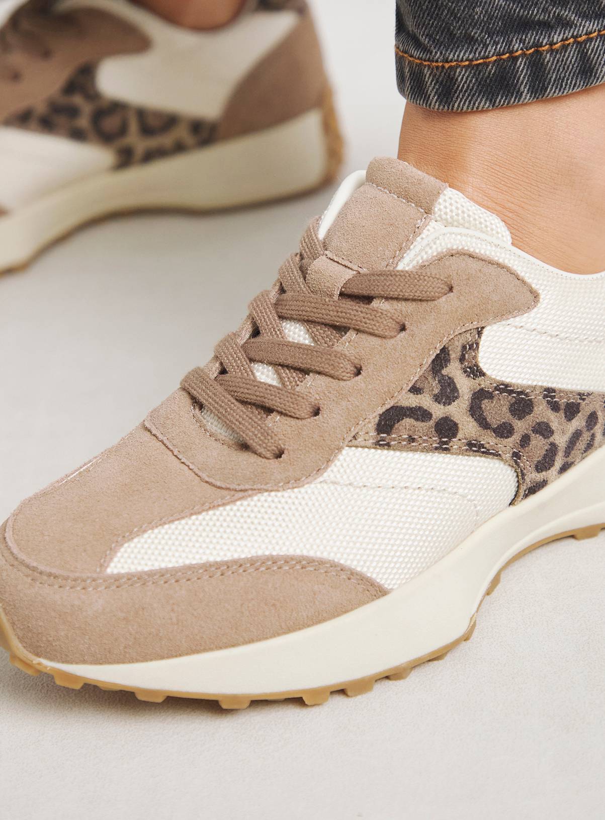 SIMPLY BE Retro Runner Trainer Wide Fit Neutral Leopard 4 - Image 4